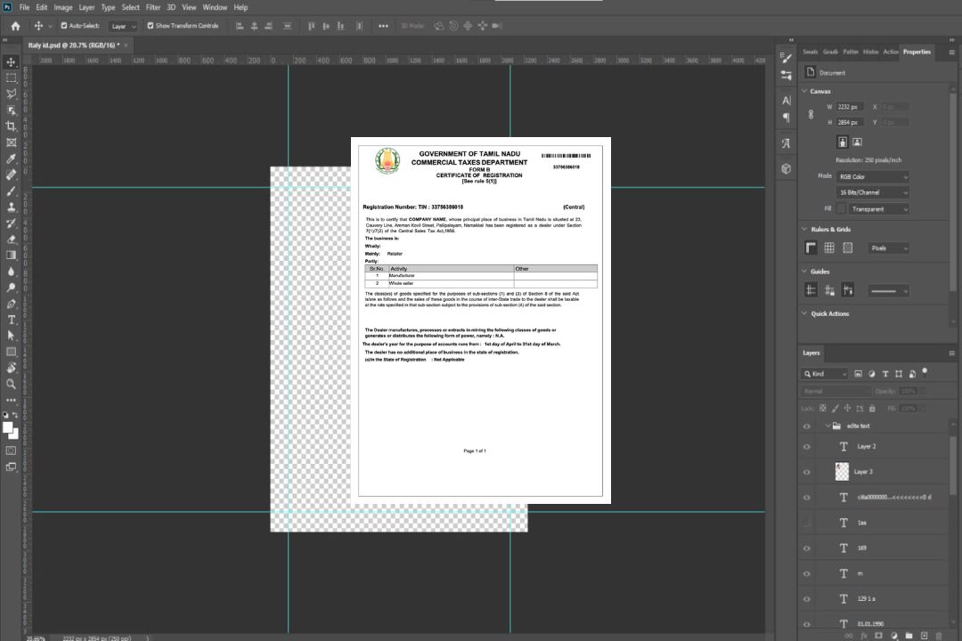 Modèle Word et PDF de certificat d'enregistrement Inde Tamil Nadu, version 2 template Modèle Word et PDF de certificat d'enregistrement Inde Tamil Nadu, version 2 template